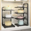 Sink Layered Pot Rack Free Layering Kitchen Pans Organizer Rustproof Snap-On Stainless Adjustable Pot Storage Rack Under Cabinet