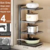 Sink Layered Pot Rack Free Layering Kitchen Pans Organizer Rustproof Snap-On Stainless Adjustable Pot Storage Rack Under Cabinet
