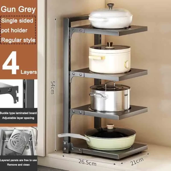 Sink Layered Pot Rack Free Layering Kitchen Pans Organizer Rustproof Snap-On Stainless Adjustable Pot Storage Rack Under Cabinet