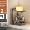 Sink Layered Pot Rack Free Layering Kitchen Pans Organizer Rustproof Snap-On Stainless Adjustable Pot Storage Rack Under Cabinet